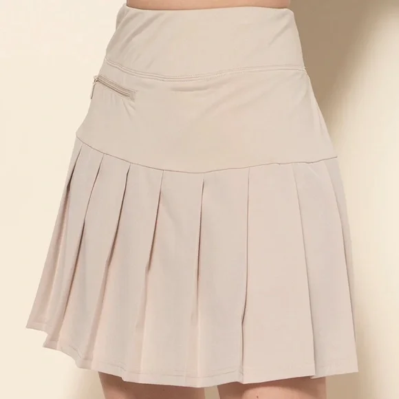 GGBlue LIPPY CLASSIC TAN PLEATED SKIRT SKORT 18 INCHES - Picture 2 of 4